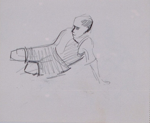 August Kutterer - Studie eines jungen Mannes am Boden sitzend