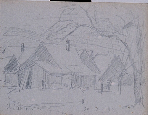 August Kutterer - Skizze eines Dorfeinganges