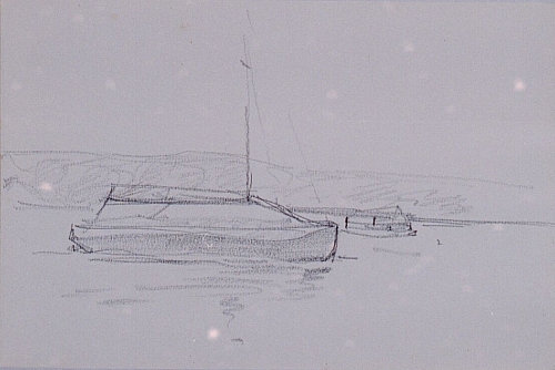 August Kutterer - Skizze eines Segelbootes