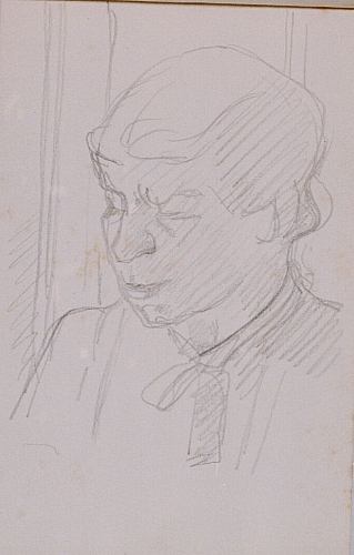 August Kutterer - Skizze einer Frau, Elise Kutterer, Brustbild