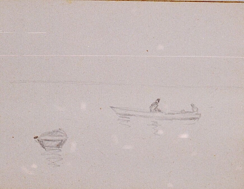 August Kutterer - Skizze zweier Boote auf dem Meer