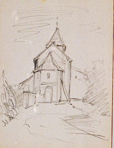 August Kutterer - Skizze einer Kirche