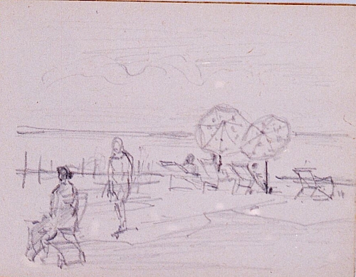 August Kutterer - Skizze einer Strandpromenade