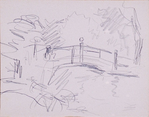 August Kutterer - Skizze einer Brücke