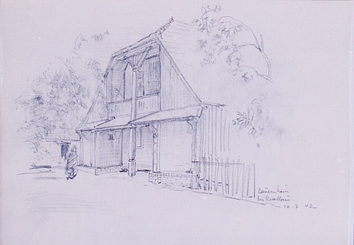 August Kutterer - Skizze eines Bauernhaus, Krakau