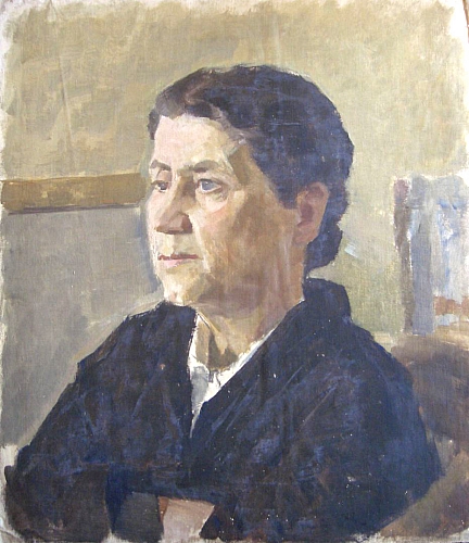 August Kutterer - Portrait einer Frau im 3/4 Profil, Brustbild, Elise Kutterer