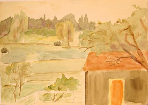 August Kutterer - Landschaft Mit Haus und Bäumen