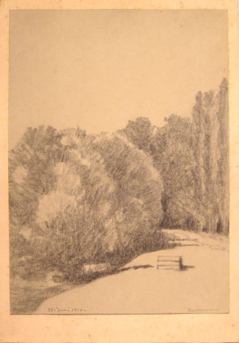 August Kutterer - Waldrand, Lichtung mit Bäumen