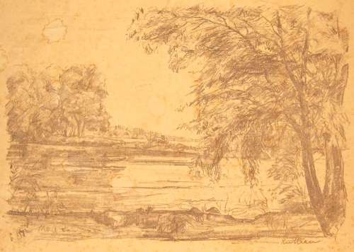 August Kutterer - Landschaft mit Bäumen und Wasser