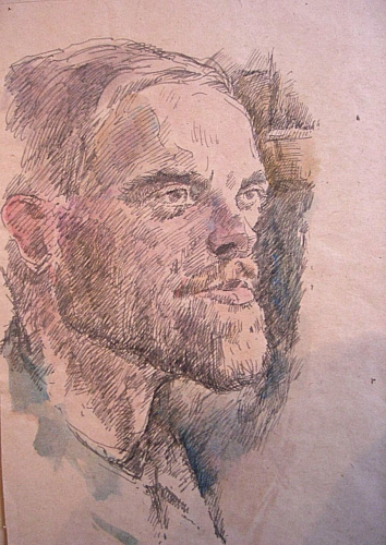 August Kutterer - Künstler unbekannt, August Kutterer??:  Portrait eines Mannes im 3/4 Profil
<br>