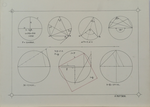 August Kutterer - Geometrische Zeichnungen während der Ausbildung 
<br>