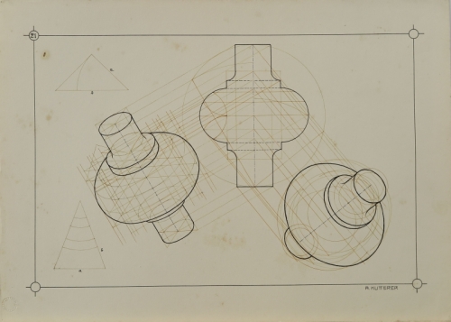August Kutterer -  Geometrische Zeichnungen während der Ausbildung 