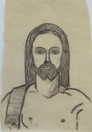 August Kutterer - Studie eines Christuskopfes, Skizze
