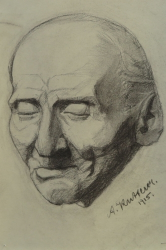 August Kutterer - Studie eines Männerkopfes, Skizze 