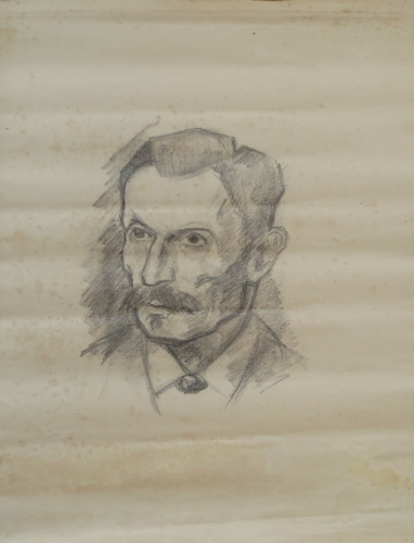 August Kutterer - Studie eines männlichen Kopfes, Skizze