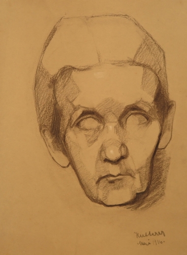August Kutterer - Studie eines männlichen Kopfes, Skizze   
