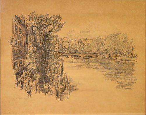August Kutterer - Fluß mit Brücke in Amsterdam