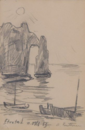 August Kutterer - Skizze am Strand von Etretat Im Oktober 53
