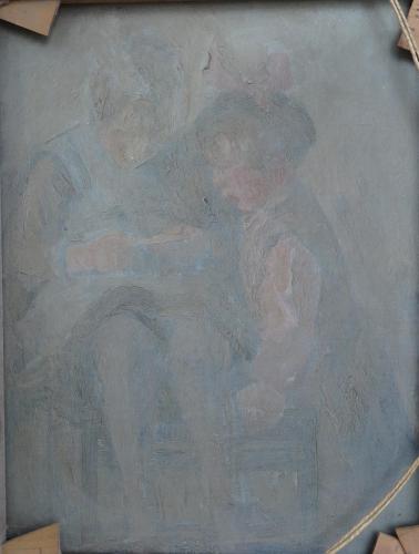 August Kutterer - Frau mit Kind Rückseite vom Bild K2308 Appenmühle