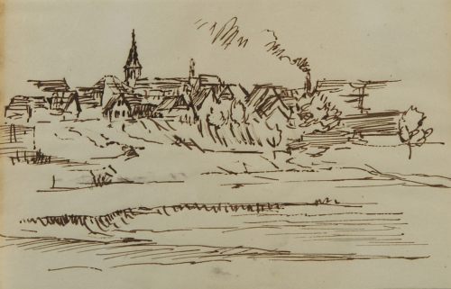 August Kutterer - Kleines Dorf mit Kirche