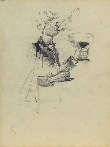 August Kutterer - Kellner mit großem Glas