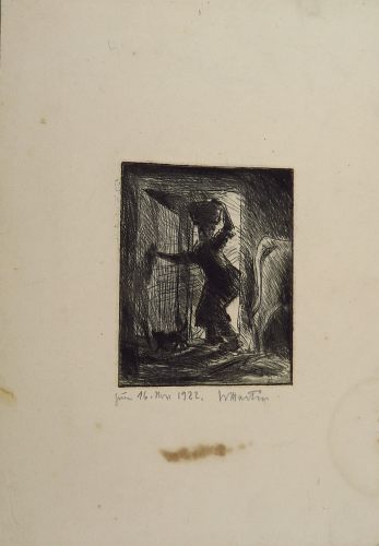 August Kutterer - Künstler Wilhelm Martin (1894-1969): Bäuerin mit Korb auf dem Kopf