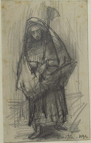 August Kutterer - Künstler Wilhelm Martin (1894-1969): Frau mit Tuch und Hacke