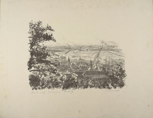 August Kutterer - Künstler Wilhelm Martin (1894-1969): Blick auf Durlach und Karlsruhe