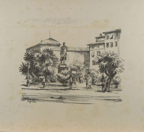 August Kutterer - Künstler Bogislav: Ansicht von Florenz mit Statue