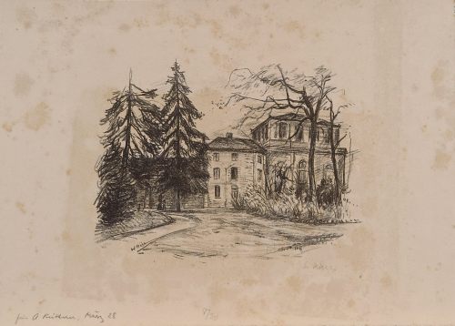 August Kutterer - Künstler W. Höll: Villa mit Bäumen