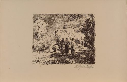 August Kutterer - Künstler Prof Albert Haueisen (1872-1954):drei Personen vor Bäumen