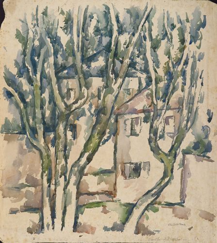 August Kutterer - Künstler Schubert: Häuser und Obstbäume